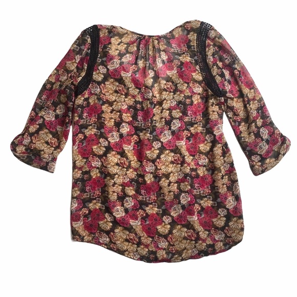 ANTHROPOLOGIE Daniel Rainn Sheer Floral Boho Top M - Picture 4 of 9